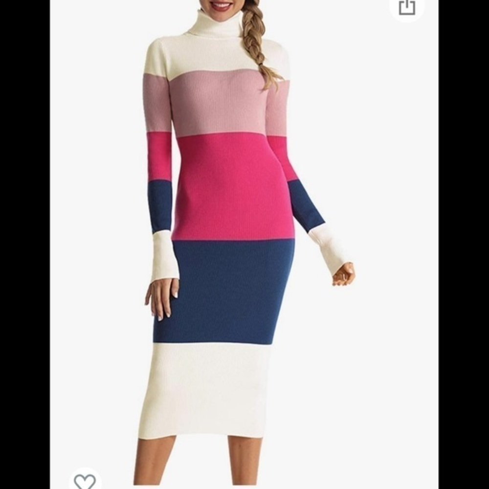 STRIPED turtleneck sweater dress sz Small